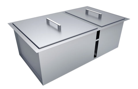 Image of Over/Under 34" x 12" Height Double Basin Sink w/2 Covers