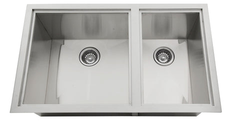 Image of Over/Under 34" x 12" Height Double Basin Sink w/2 Covers