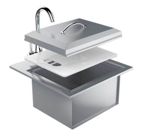 Image of Premium Drop In Sink W/ Hot and Cold water Faucet & Cutting Board