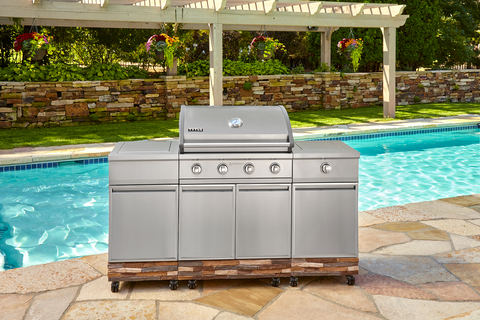 Image of Tytus Ash Stacked Stone 4-Burner Grill Island TI404MGGLP