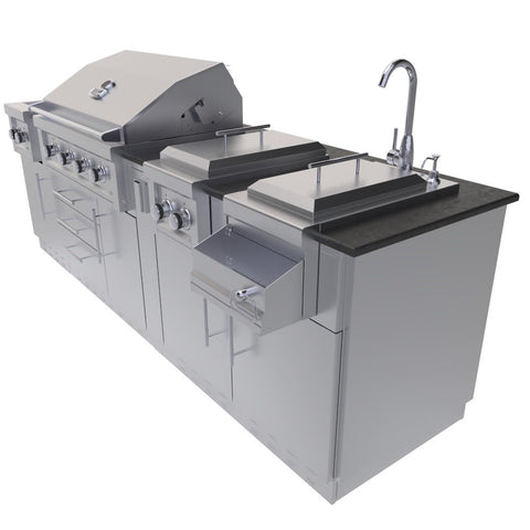 Image of AUSTIN 9’ Grill/Double Burner/Companion Pro & Bar Center Island Package