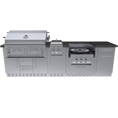 Image of DALLAS 9'-11" Gas/Charcoal/Wood Burning Grill & Power Burner Island Package