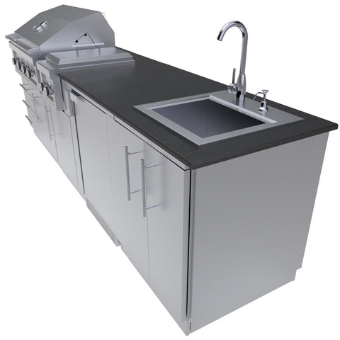 Image of HOUSTON 9'-8" Grill/Double Burner/Bar Sink & Fridge Island Package