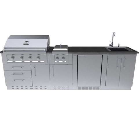 Image of HOUSTON 9'-8" Grill/Double Burner/Bar Sink & Fridge Island Package