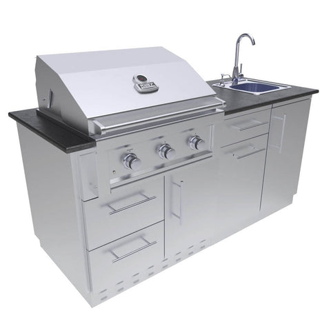 Image of Caprice 6 foot Grill & Bar Sink Outdoor Island Package
