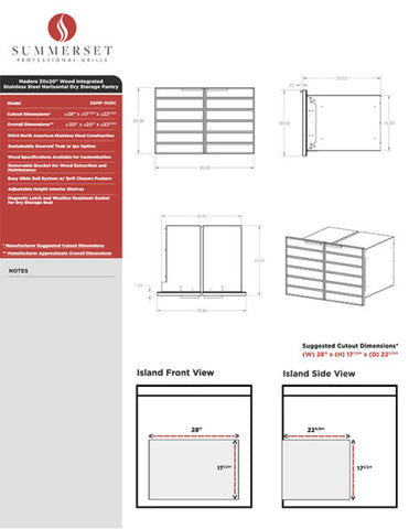 Image of Summerset Madera 30″ x 20″ Horizontal Dry Storage Pantry SSMP-30DC-TK