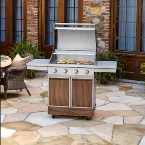 Image of Tytus Walnut Wood Metal 4-Burner Gas Grill