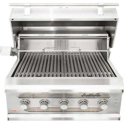 Image of American Muscle Grill by Summerset 36" 5-Burner Freestanding Dual Fuel Wood / Charcoal / Gas Grill AMG36-NG + CART-AMG36
