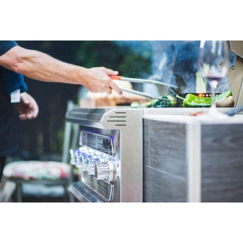 Image of American Muscle Grill by Summerset 36" 5-Burner Freestanding Dual Fuel Wood / Charcoal / Gas Grill AMG36-NG + CART-AMG36