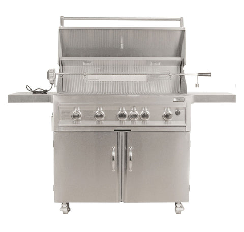 Image of Sunstone Ruby 42-Inch 5 Burner Pro-Sear Freestanding Gas Grill With Rotisserie And Cart - Ruby5BIR/Cart
