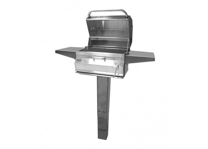 Fire Magic Charcoal In Ground Post Mount Grill with Smoker Hood (24 x 18) 22-SC01C-G6