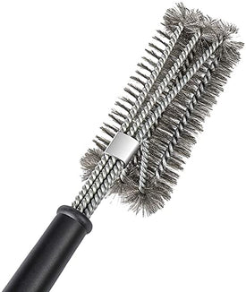 18" Grill Brush - Stainless Steel Brush w/Wire Bristles 3-in-1 Grill Cleaner