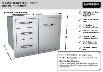 Classic Series 30" Tank Tray Triple Drawer Combo A-LPCTD30
