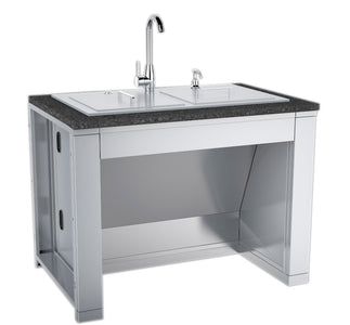 37" ADA Compliant Double Sink with Covers & Hot/Cold Faucet