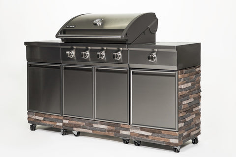 Image of Tytus Ash Stacked Stone 4-Burner Grill Island TI404MGGLP