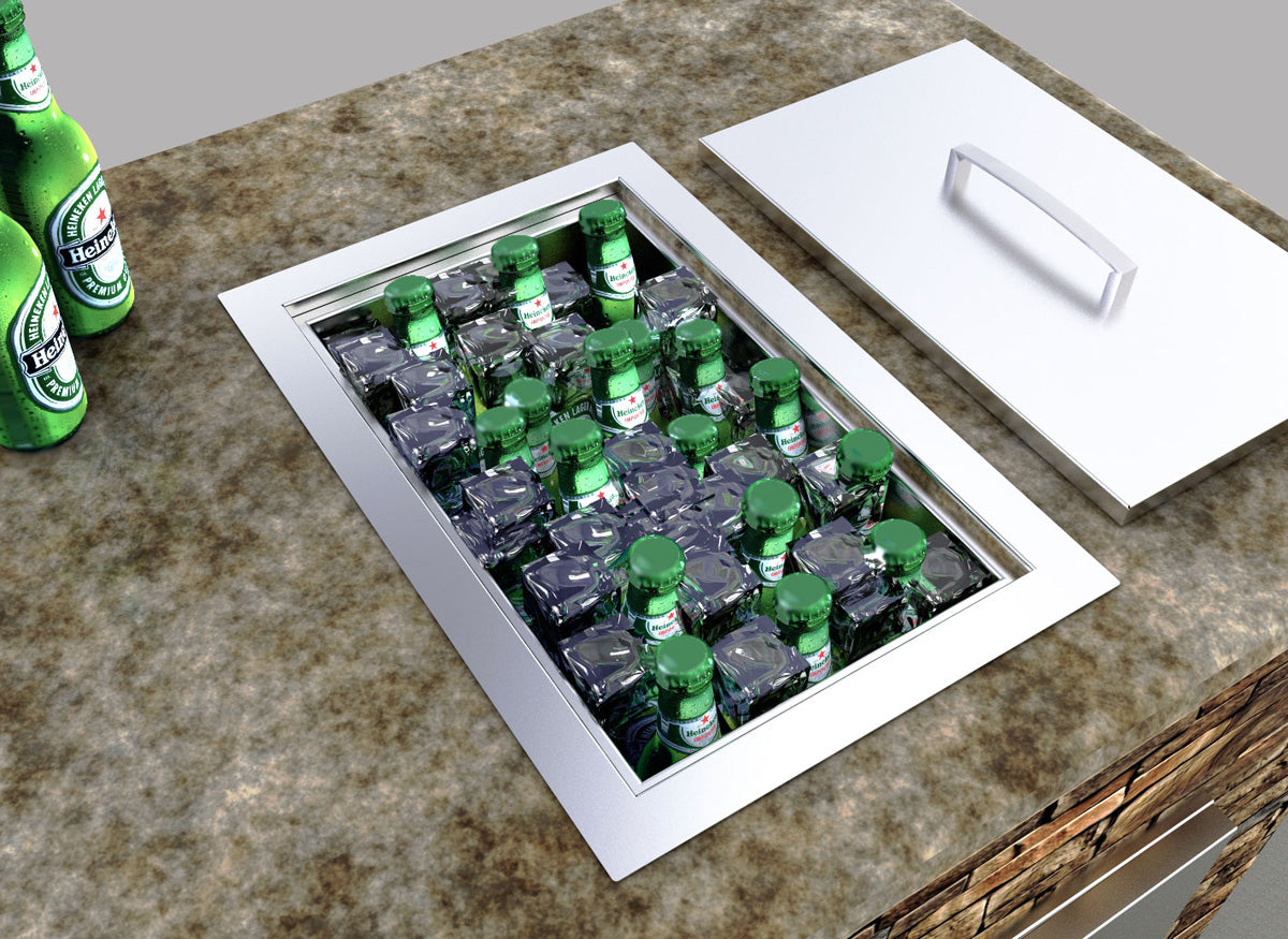 Over/Under 14" x 12" Height Single Basin Insulated Wall Ice Chest w/Cover