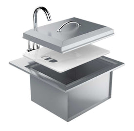 Premium Drop In Sink W/ Hot and Cold water Faucet & Cutting Board