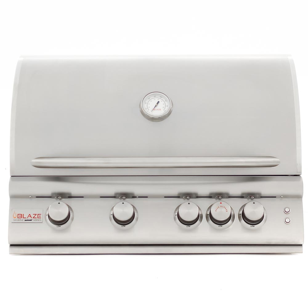 Blaze Marine Grade 316L 4-Burner Premium LTE with Rear Infrared Burner & Grill Lights - BLZ-4LTE2MG-NG