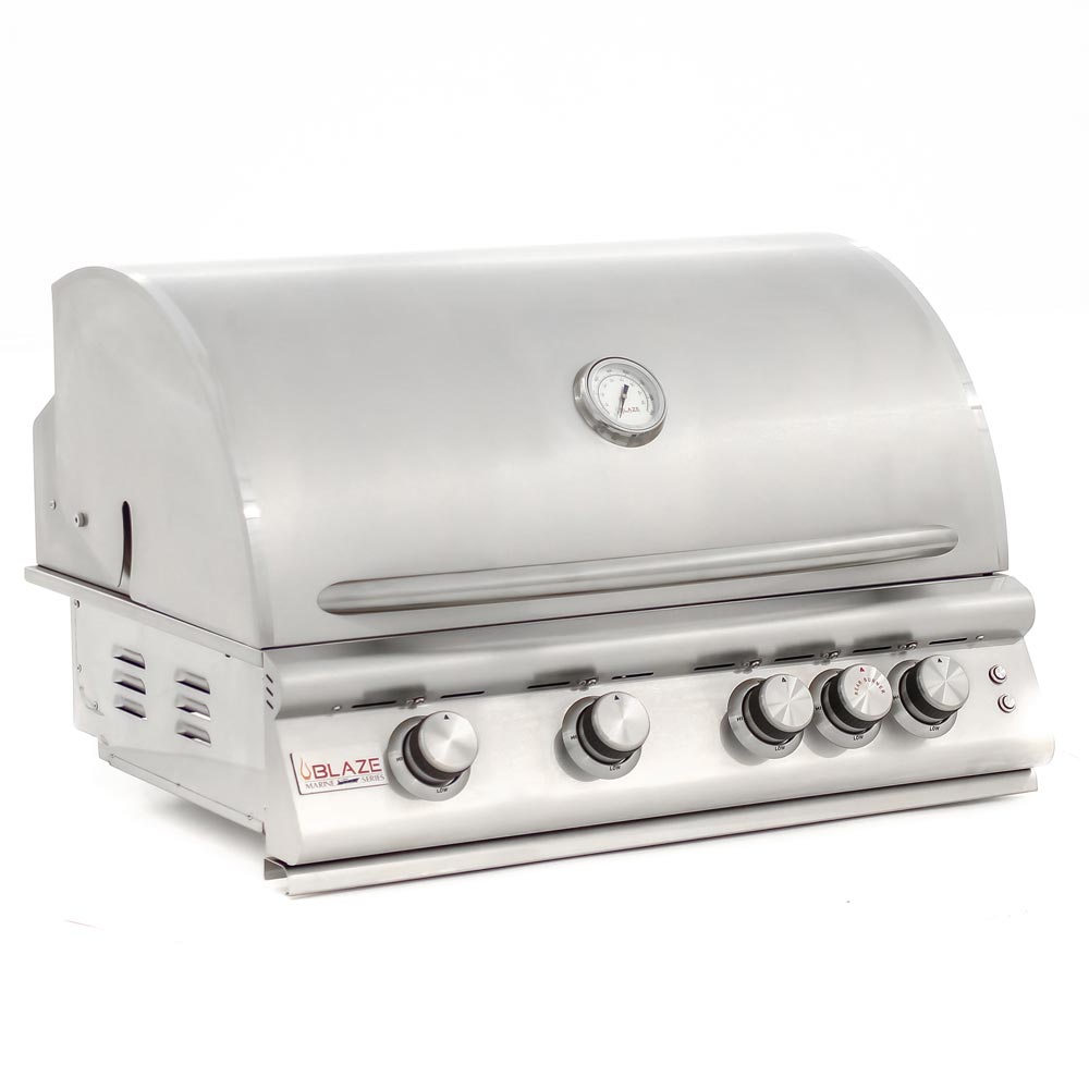 Blaze Marine Grade 316L 4-Burner Premium LTE with Rear Infrared Burner & Grill Lights - BLZ-4LTE2MG-NG
