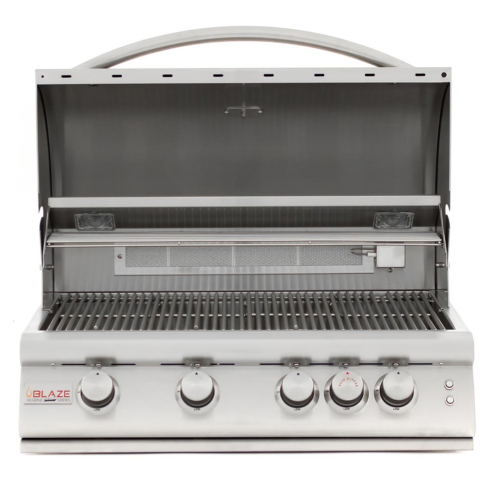 Blaze Marine Grade 316L 4-Burner Premium LTE with Rear Infrared Burner & Grill Lights - BLZ-4LTE2MG-NG