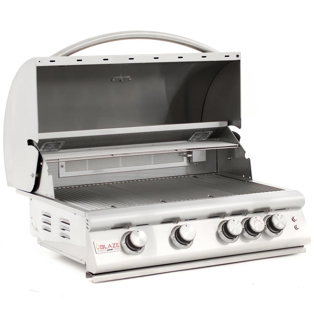 Blaze Marine Grade 316L 4-Burner Premium LTE with Rear Infrared Burner & Grill Lights - BLZ-4LTE2MG-NG