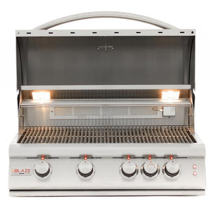 Blaze Marine Grade 316L 4-Burner Premium LTE with Rear Infrared Burner & Grill Lights - BLZ-4LTE2MG-NG