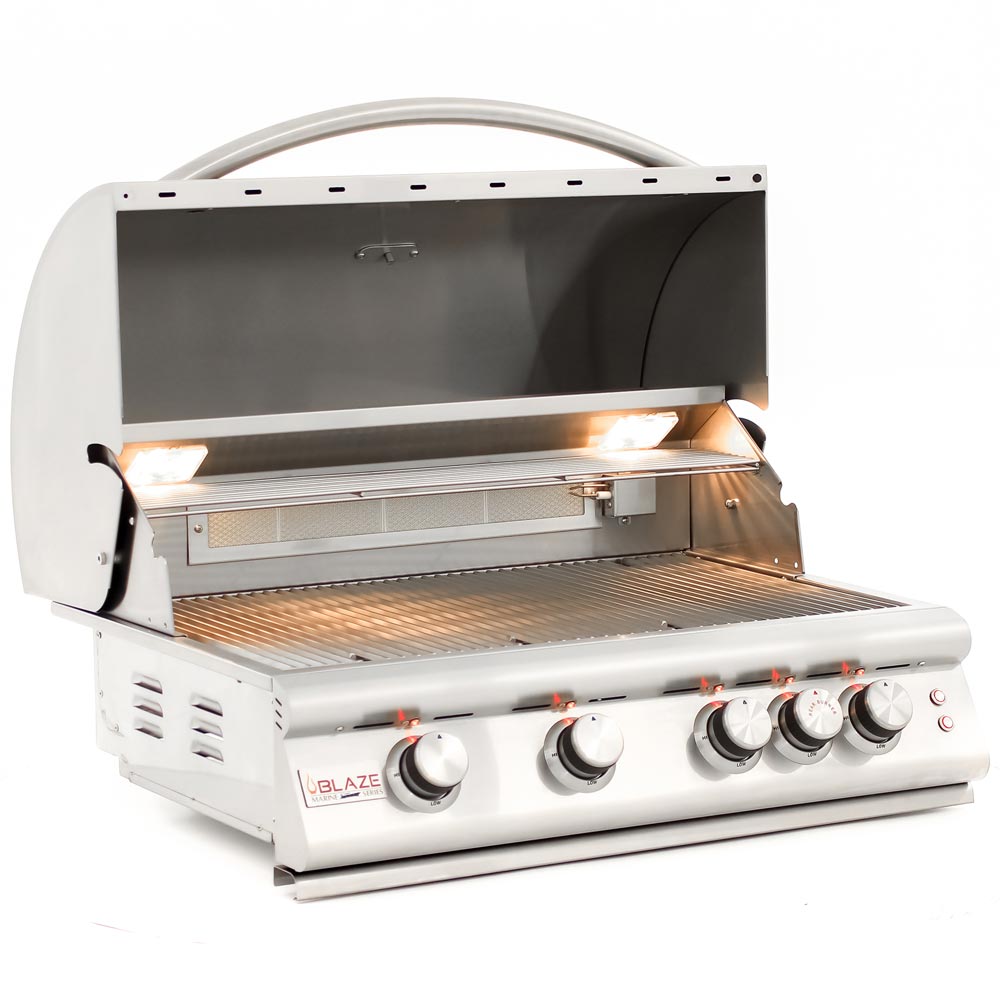 Blaze Marine Grade 316L 4-Burner Premium LTE with Rear Infrared Burner & Grill Lights - BLZ-4LTE2MG-NG