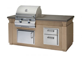 Fire Magic 430 Glass Fiber Reinforced Concrete Pre-Fab Island with Double Drawer Cut-out ID430-CBD-75SM