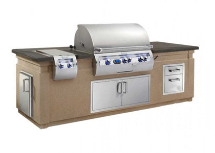 Fire Magic 790 Glass Fiber Reinforced Concrete Pre-Fab Island with Double Drawer Cut-out ID790-CBD-108SM