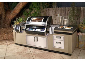 Fire Magic Black Diamond GFRC Pre-Fab Island with Double Drawer Cut-Out IH790-SMD-108BA