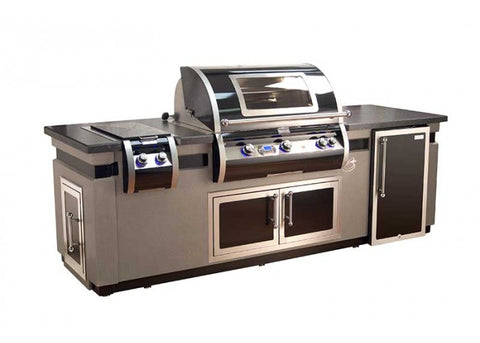 Image of Fire Magic Black Diamond GFRC Pre-Fab Island with Refrigerator Cut-Out IH790-SMR-108BA