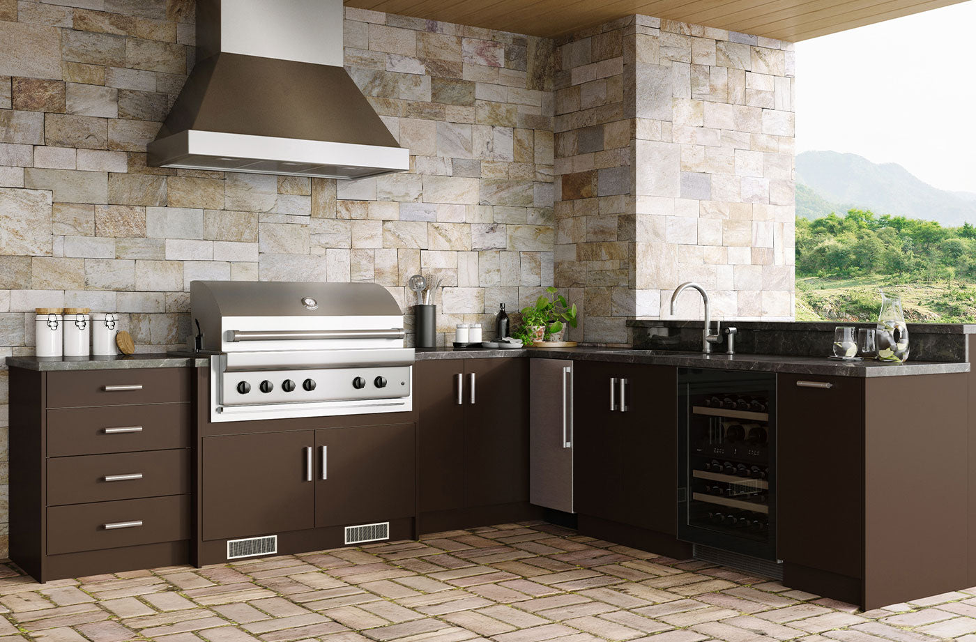 WeatherStrong Miami L-Shaped Kitchen Cabinet