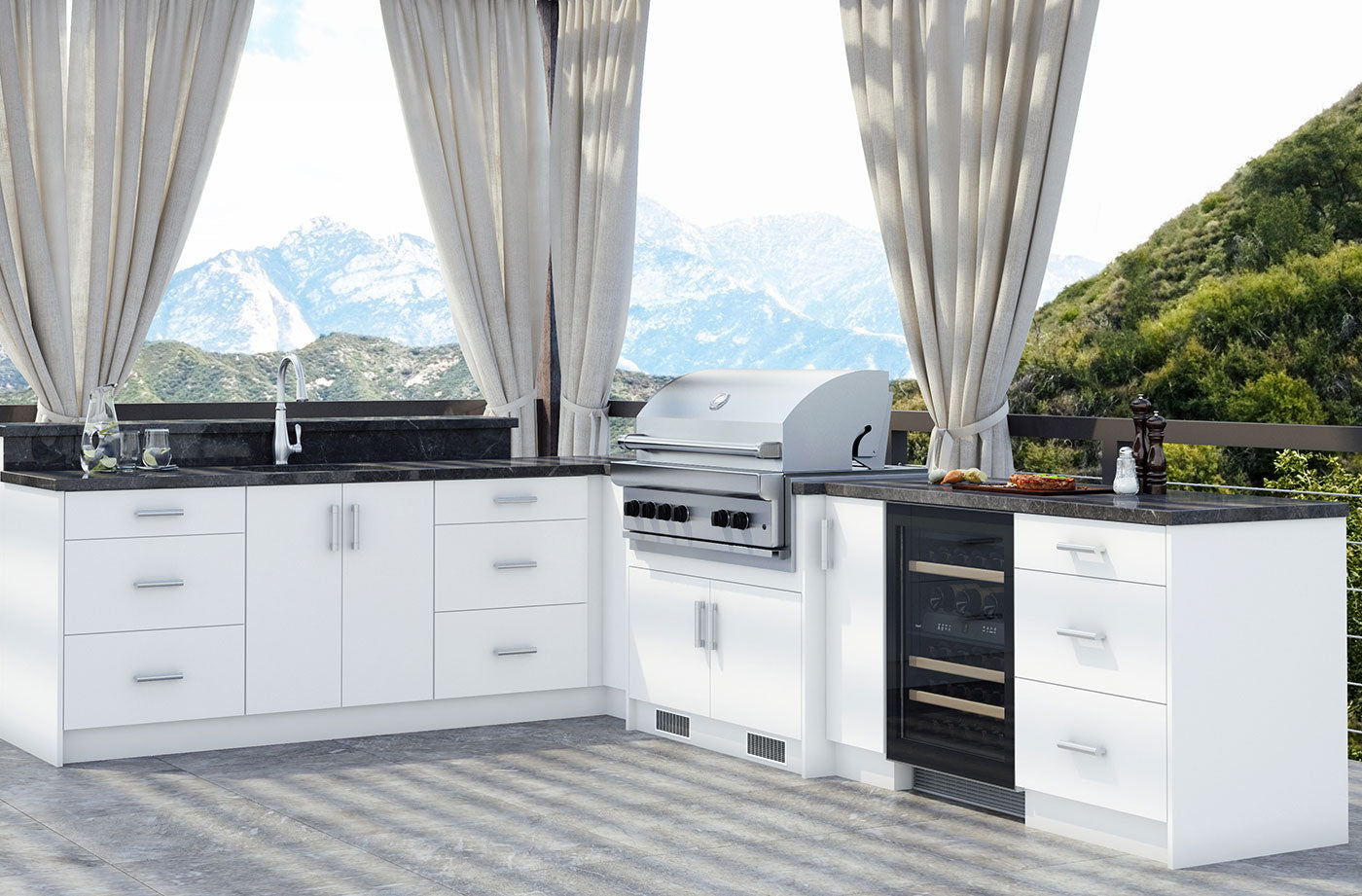 WeatherStrong Miami L-Shaped Kitchen Cabinet