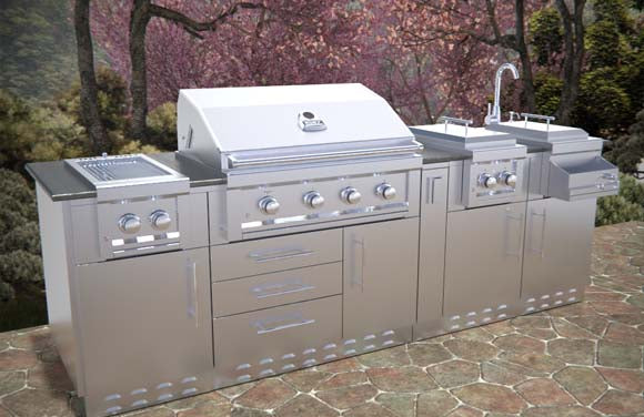 AUSTIN 9’ Grill/Double Burner/Companion Pro & Bar Center Island Package