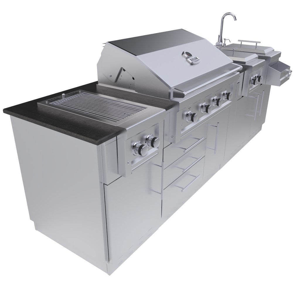 AUSTIN 9’ Grill/Double Burner/Companion Pro & Bar Center Island Package