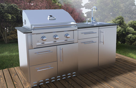Caprice 6 foot Grill & Bar Sink Outdoor Island Package
