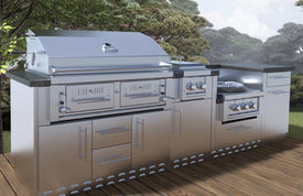 DALLAS 9'-11" Gas/Charcoal/Wood Burning Grill & Power Burner Island Package