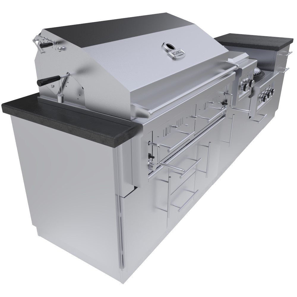 DALLAS 9'-11" Gas/Charcoal/Wood Burning Grill & Power Burner Island Package