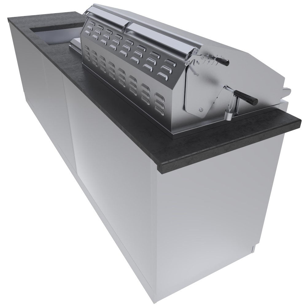 DALLAS 9'-11" Gas/Charcoal/Wood Burning Grill & Power Burner Island Package