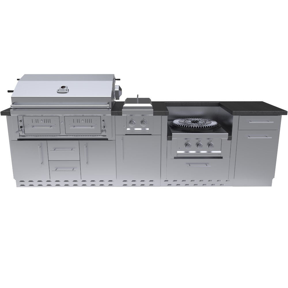 DALLAS 9'-11" Gas/Charcoal/Wood Burning Grill & Power Burner Island Package