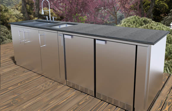 Galley 9 Foot Clean & Prep Cabinet Island Package