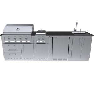HOUSTON 9'-8" Grill/Double Burner/Bar Sink & Fridge Island Package