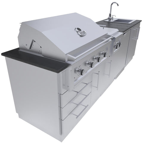 Image of HOUSTON 9'-8" Grill/Double Burner/Bar Sink & Fridge Island Package