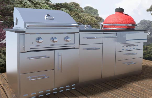 Kamado 8 Foot Cabinet Island Package