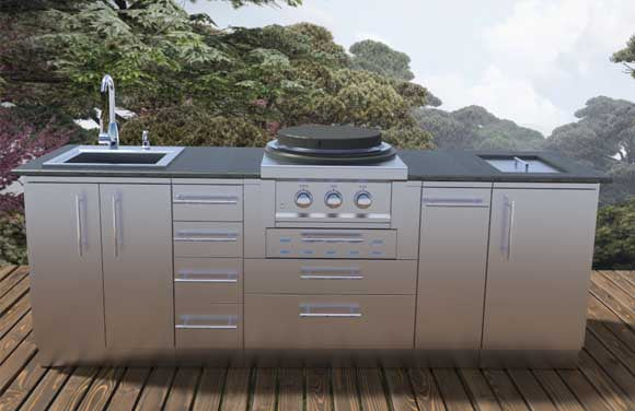 8 Foot Mongolian Style Outdoor Kitchen Cabinet Package