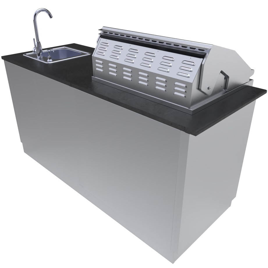Caprice 6 foot Grill & Bar Sink Outdoor Island Package