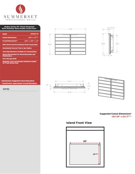 Summerset Madera 30″ Double Access Door Teak SSMDD-30-TK