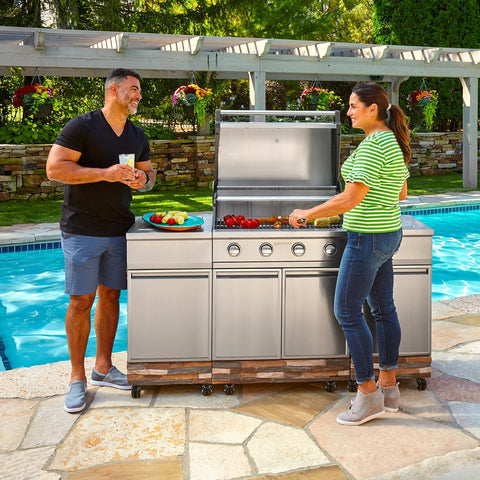 Image of Tytus Ash Stacked Stone 4-Burner Grill Island TI404MGGLP