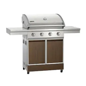 Tytus Walnut Wood Metal 4-Burner Gas Grill