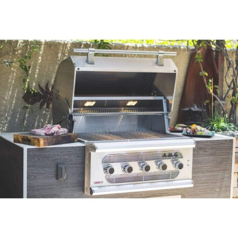 Image of American Muscle Grill by Summerset 36" 5-Burner Freestanding Dual Fuel Wood / Charcoal / Gas Grill AMG36-NG + CART-AMG36